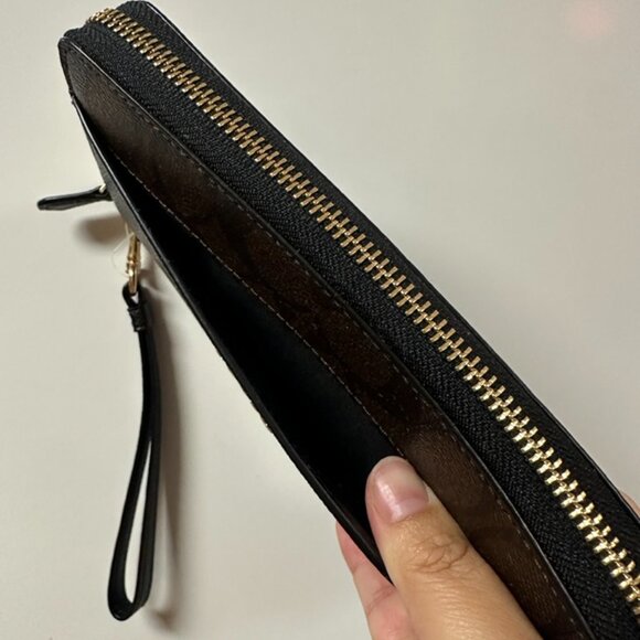 NWT!RARE! Coach F76971 Accordion Zip Wallet With Signature Canvas In Brown/Black - Picture 10 of 11